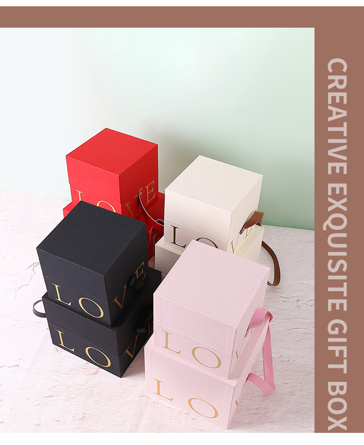 New Portable Box Customized Qixi Flower Gift Box Birthday Gift Packing Box Wedding Companion Gift Box in Stock