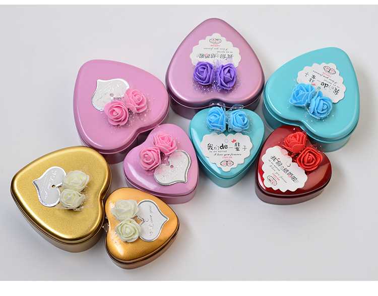 Creative Wedding Supplies Tinplate Wedding Candies Box Heart-Shaped Gift Candy Box Solid Color Factory in Stock Packaging Sticky Flower Creative Wedding Supplies Tinplate Wedding Candies Box Heart-Shaped Gift Candy Box Solid Color Factory in Stock Packaging Sticky Flower