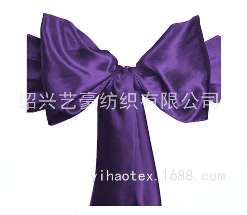 Satin Bowknot at Chair Back Flower Self-Tied Elastic Chair Cover Chair Back Decoration Ribbon Wedding Supplies