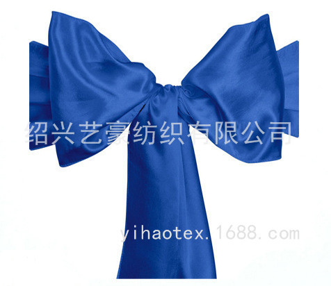 Satin Bowknot at Chair Back Flower Self-Tied Elastic Chair Cover Chair Back Decoration Ribbon Wedding Supplies