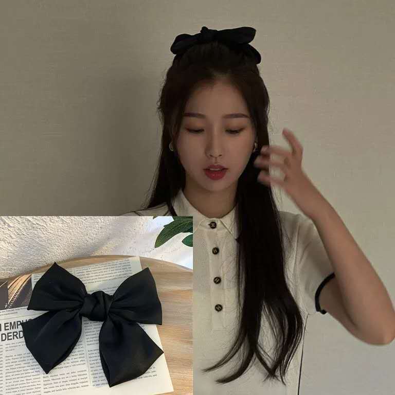 Yu Shuxin Same Style Red Bow Headdress Lolita Japanese Barrettes Girl Satin Ribbon Headband