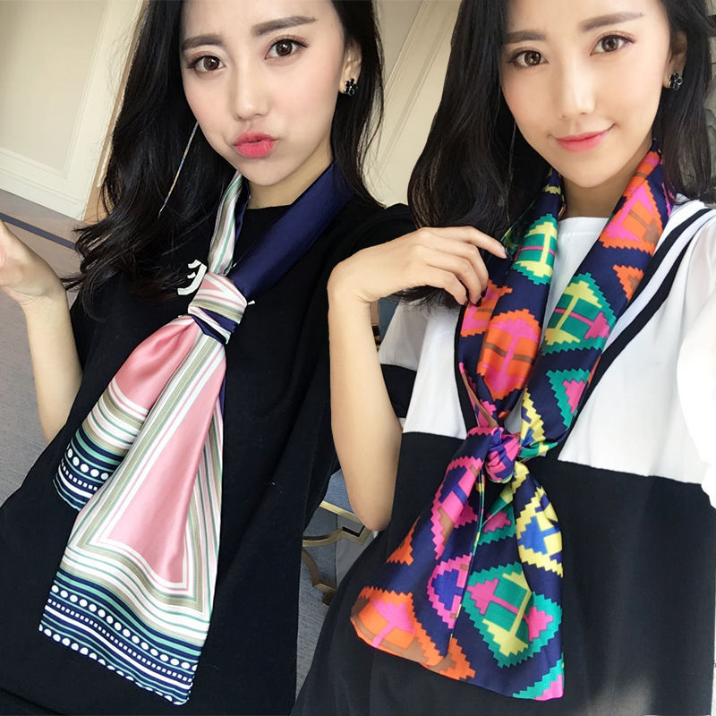 Spring and Autumn Satin Ribbon Long Silk Scarf Small Scarf Women&#039;s Long Ornaments Scarf Rectangular Tie Gift Gift