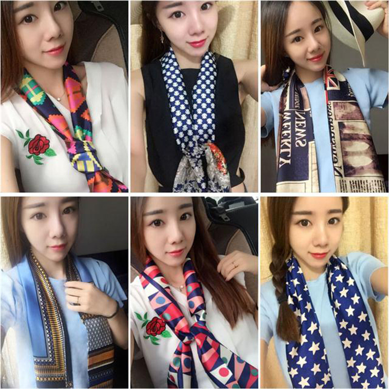 Spring and Autumn Satin Ribbon Long Silk Scarf Small Scarf Women&#039;s Long Ornaments Scarf Rectangular Tie Gift Gift