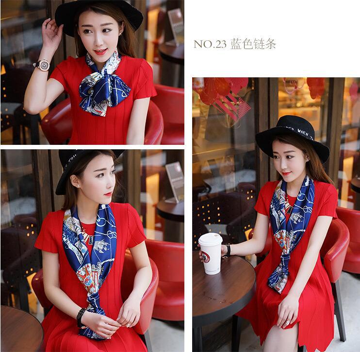 Spring and Autumn Satin Ribbon Long Silk Scarf Small Scarf Women's Long Ornaments Scarf Rectangular Tie Gift Gift