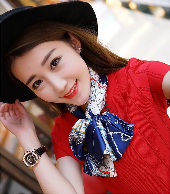 Spring and Autumn Satin Ribbon Long Silk Scarf Small Scarf Women's Long Ornaments Scarf Rectangular Tie Gift Gift