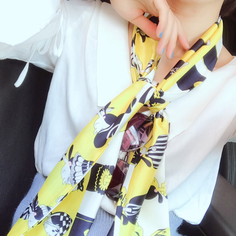Spring and Autumn Satin Ribbon Long Silk Scarf Small Scarf Women's Long Ornaments Scarf Rectangular Tie Gift Gift