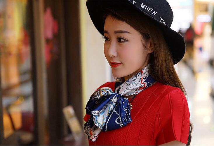 Spring and Autumn Satin Ribbon Long Silk Scarf Small Scarf Women's Long Ornaments Scarf Rectangular Tie Gift Gift