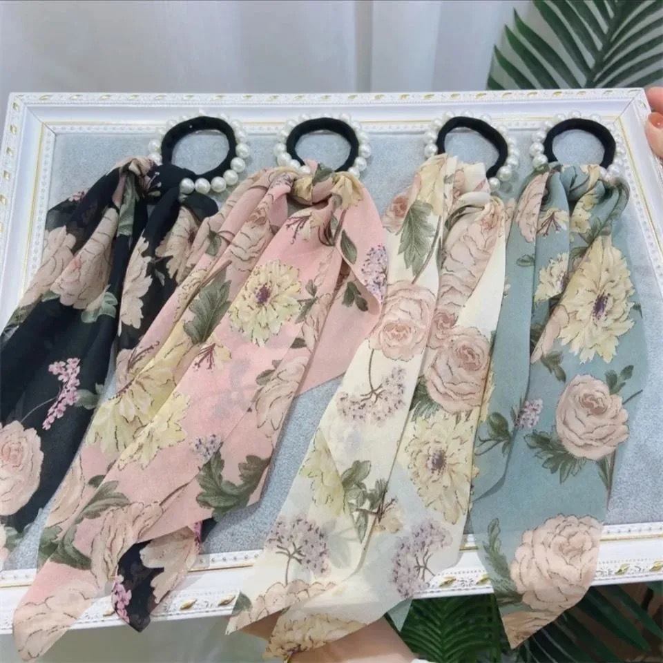 Satin French Ribbon Headdress Pearl Hair Rope Peony Flower Hair Ring Hair Band Ornament Big Flower Hair Accessories Hair Ring Satin French Ribbon Headdress Pearl Hair Rope Peony Flower Hair Ring Hair Band Ornament Big Flower Hair Accessories Hair Ring