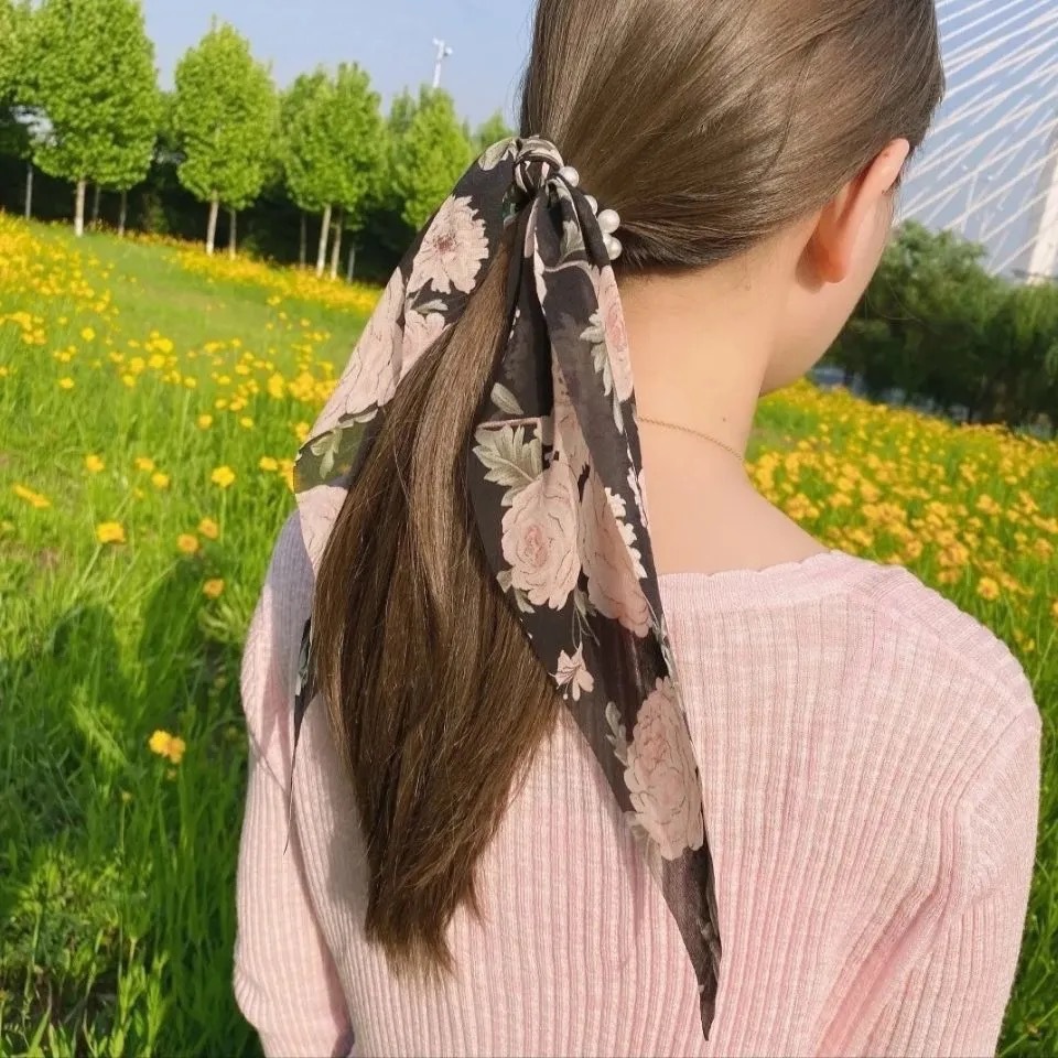 Satin French Ribbon Headdress Pearl Hair Rope Peony Flower Hair Ring Hair Band Ornament Big Flower Hair Accessories Hair Ring Satin French Ribbon Headdress Pearl Hair Rope Peony Flower Hair Ring Hair Band Ornament Big Flower Hair Accessories Hair Ring