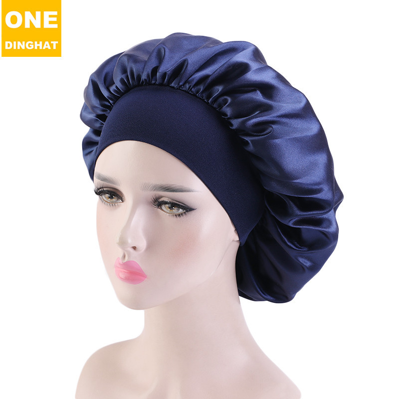 New Large Wide Brim Nightcap Elastic Ribbon Satin round Cap Women's Pile Cap Hair Care Hat New Large Wide Brim Nightcap Elastic Ribbon Satin round Cap Women's Pile Cap Hair Care Hat
