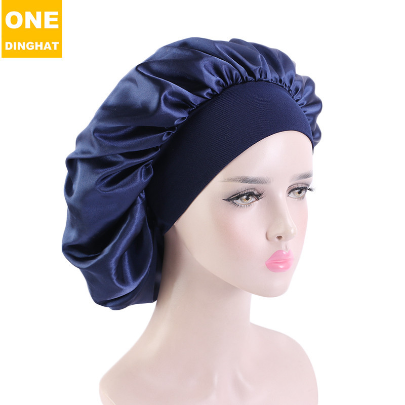 New Large Wide Brim Nightcap Elastic Ribbon Satin round Cap Women's Pile Cap Hair Care Hat New Large Wide Brim Nightcap Elastic Ribbon Satin round Cap Women's Pile Cap Hair Care Hat