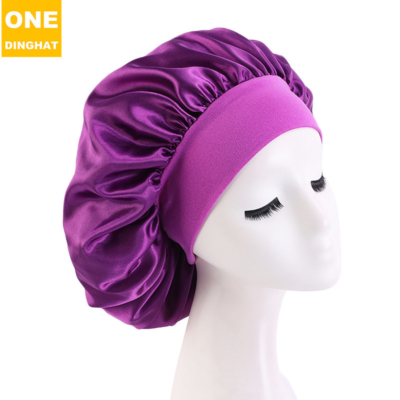 New Large Wide Brim Nightcap Elastic Ribbon Satin round Cap Women's Pile Cap Hair Care Hat New Large Wide Brim Nightcap Elastic Ribbon Satin round Cap Women's Pile Cap Hair Care Hat