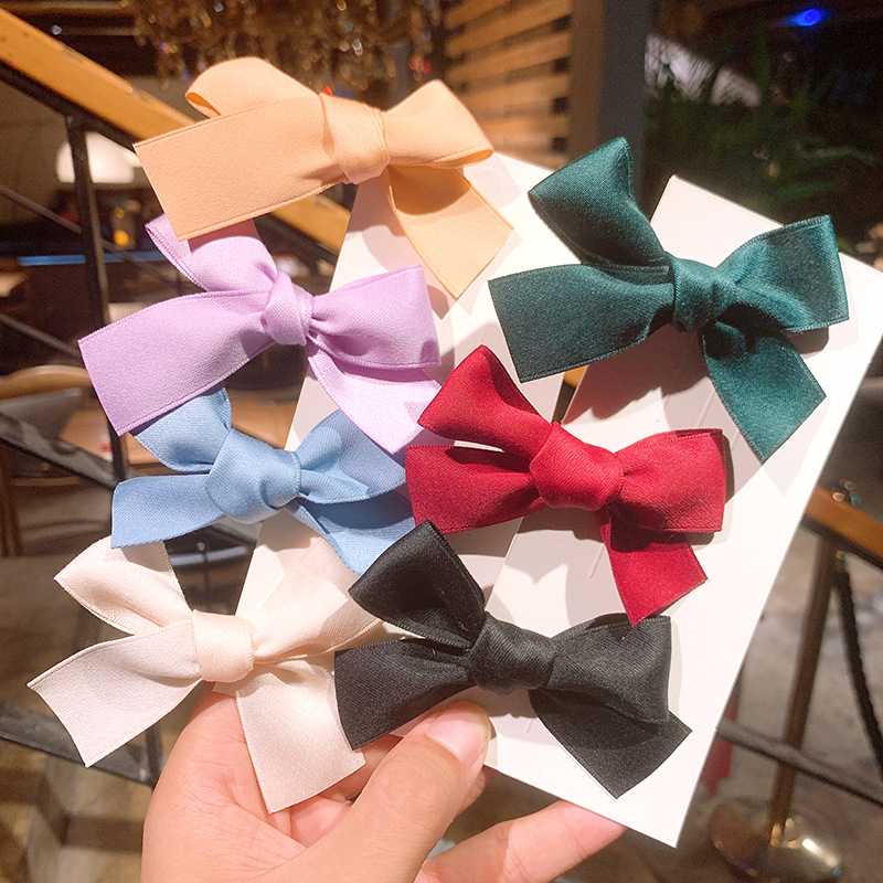 Barrettes Ribbon Hair Ring Soft Girl Double Vintage Satin Bow Hair Rope