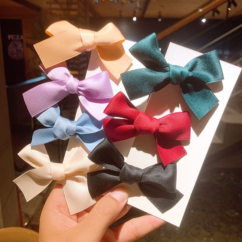 Barrettes Ribbon Hair Ring Soft Girl Double Vintage Satin Bow Hair Rope Barrettes Ribbon Hair Ring Soft Girl Double Vintage Satin Bow Hair Rope