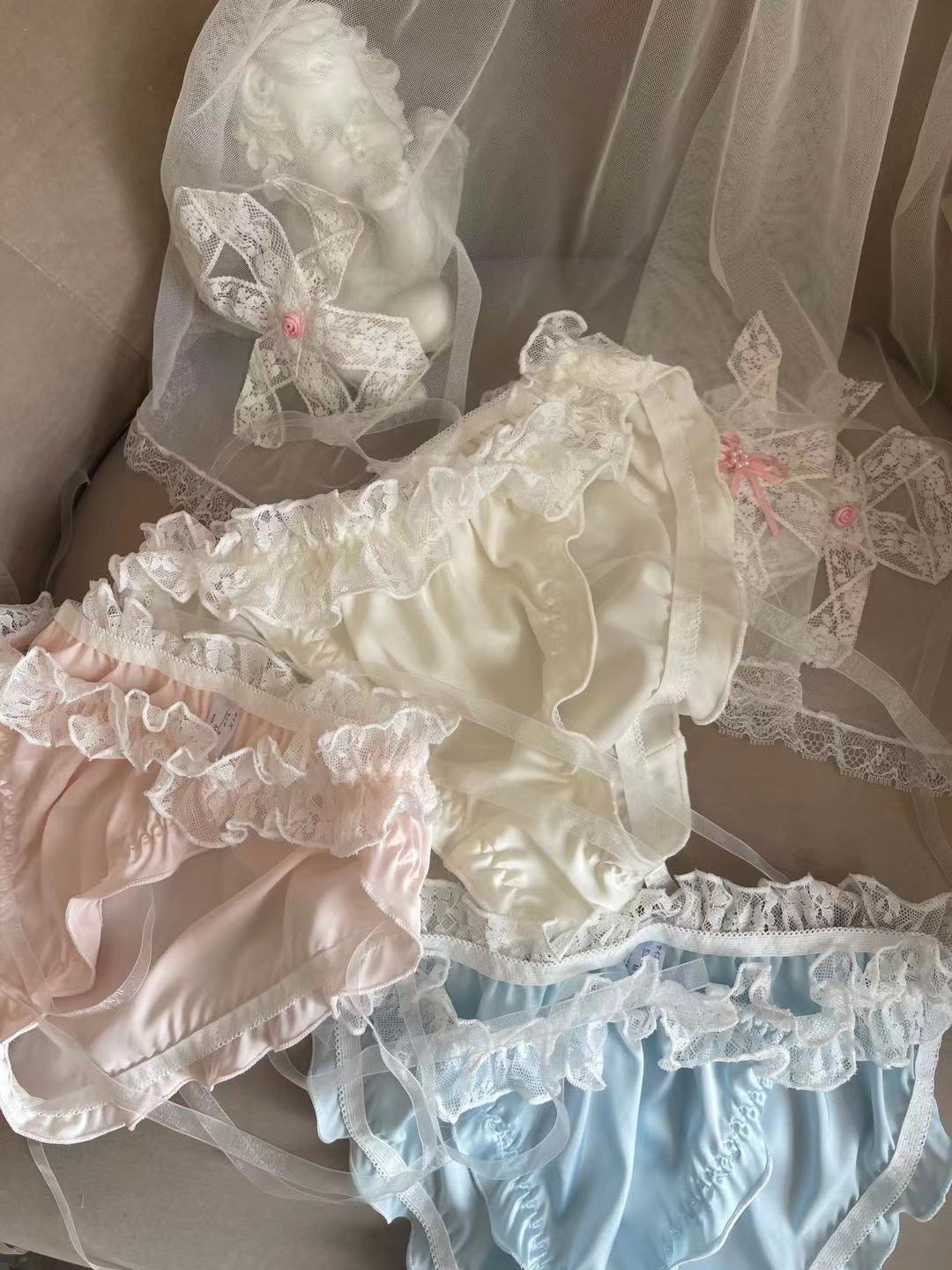 Fairy Sexy Lace Low Waist Pure Desire Ribbon Satin Girl Underwear Briefs