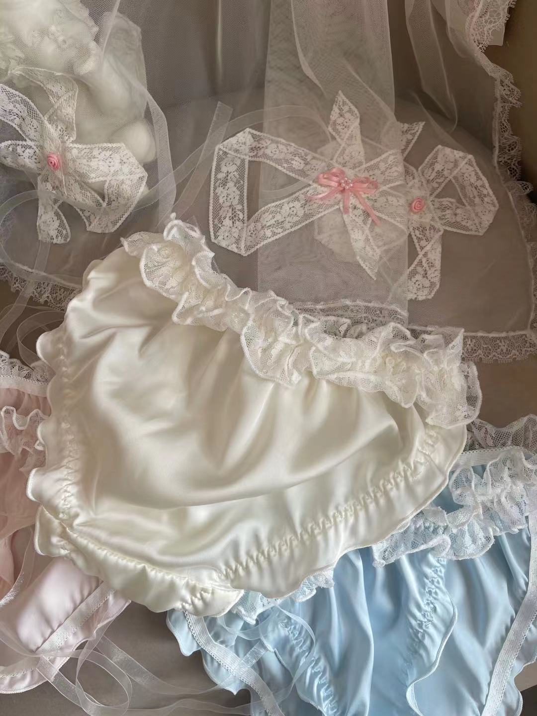 Fairy Sexy Lace Low Waist Pure Desire Ribbon Satin Girl Underwear Briefs Fairy Sexy Lace Low Waist Pure Desire Ribbon Satin Girl Underwear Briefs
