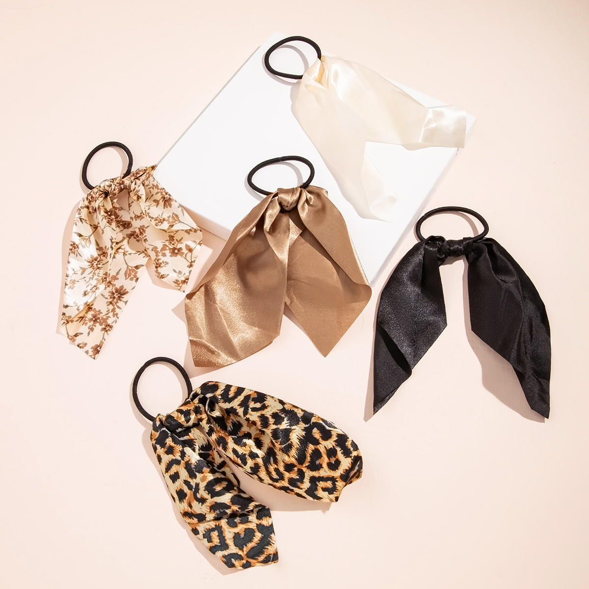 Cross-Border Suit Solid Color Ribbon Women's Fashion Satin Printed Pastoral Style Hair Tie Hair Rope Elastic Ponytail Rubber Band Cross-Border Suit Solid Color Ribbon Women's Fashion Satin Printed Pastoral Style Hair Tie Hair Rope Elastic Ponytail Rubber Band
