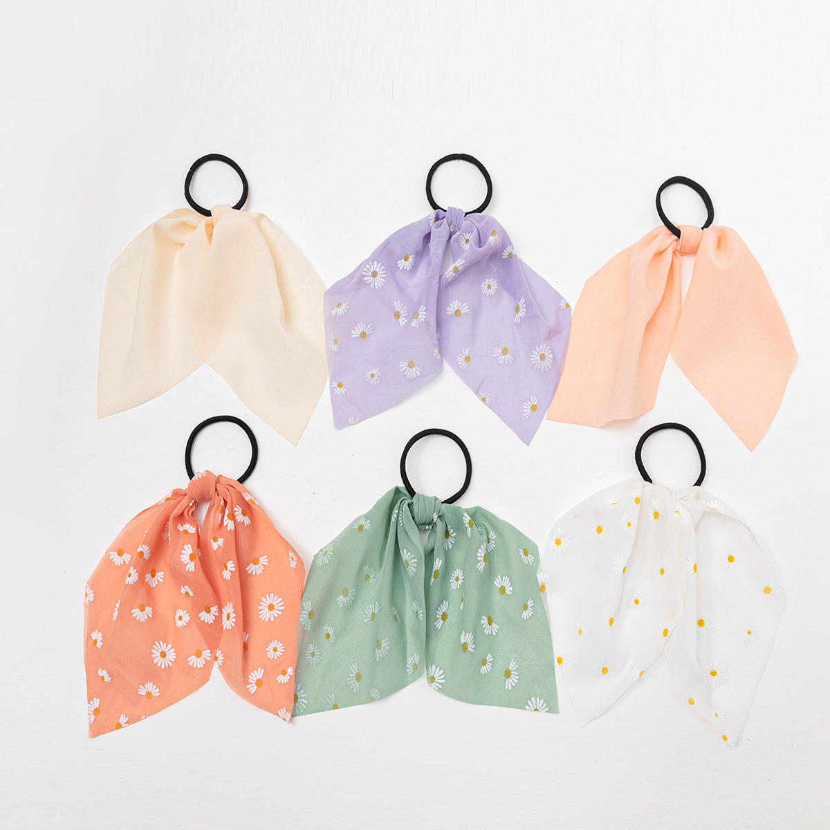 Cross-Border Suit Solid Color Ribbon Women's Fashion Satin Printed Pastoral Style Hair Tie Hair Rope Elastic Ponytail Rubber Band Cross-Border Suit Solid Color Ribbon Women's Fashion Satin Printed Pastoral Style Hair Tie Hair Rope Elastic Ponytail Rubber Band