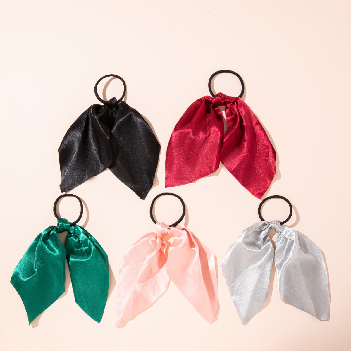 Cross-Border Suit Solid Color Ribbon Women's Fashion Satin Printed Pastoral Style Hair Tie Hair Rope Elastic Ponytail Rubber Band Cross-Border Suit Solid Color Ribbon Women's Fashion Satin Printed Pastoral Style Hair Tie Hair Rope Elastic Ponytail Rubber Band