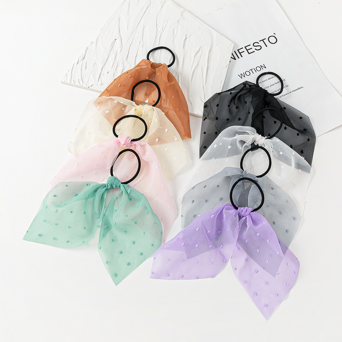 Cross-Border Suit Solid Color Ribbon Women's Fashion Satin Printed Pastoral Style Hair Tie Hair Rope Elastic Ponytail Rubber Band Cross-Border Suit Solid Color Ribbon Women's Fashion Satin Printed Pastoral Style Hair Tie Hair Rope Elastic Ponytail Rubber Band
