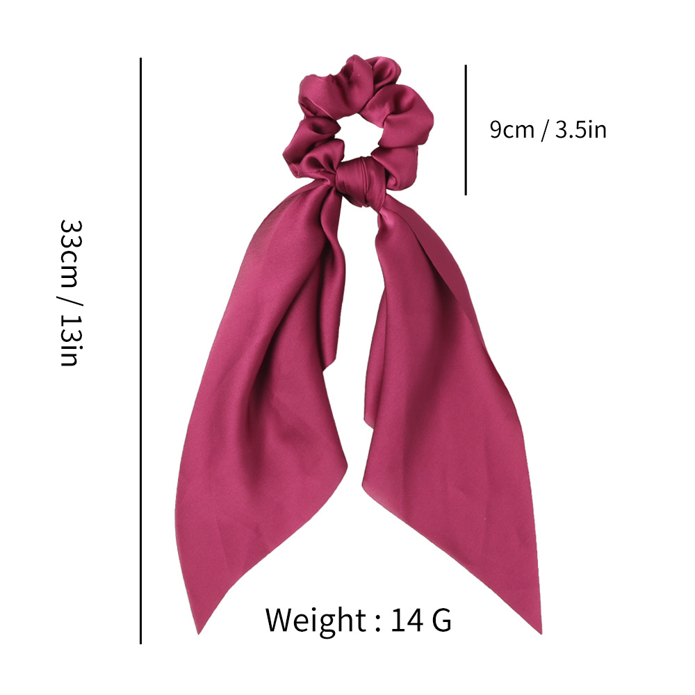 Qiyue European and American New Knot Ribbon Satin Large Intestine Ring Monochrome Silky Square Scarf Hair Ring Women&#039;s Ponytail Tie Hair