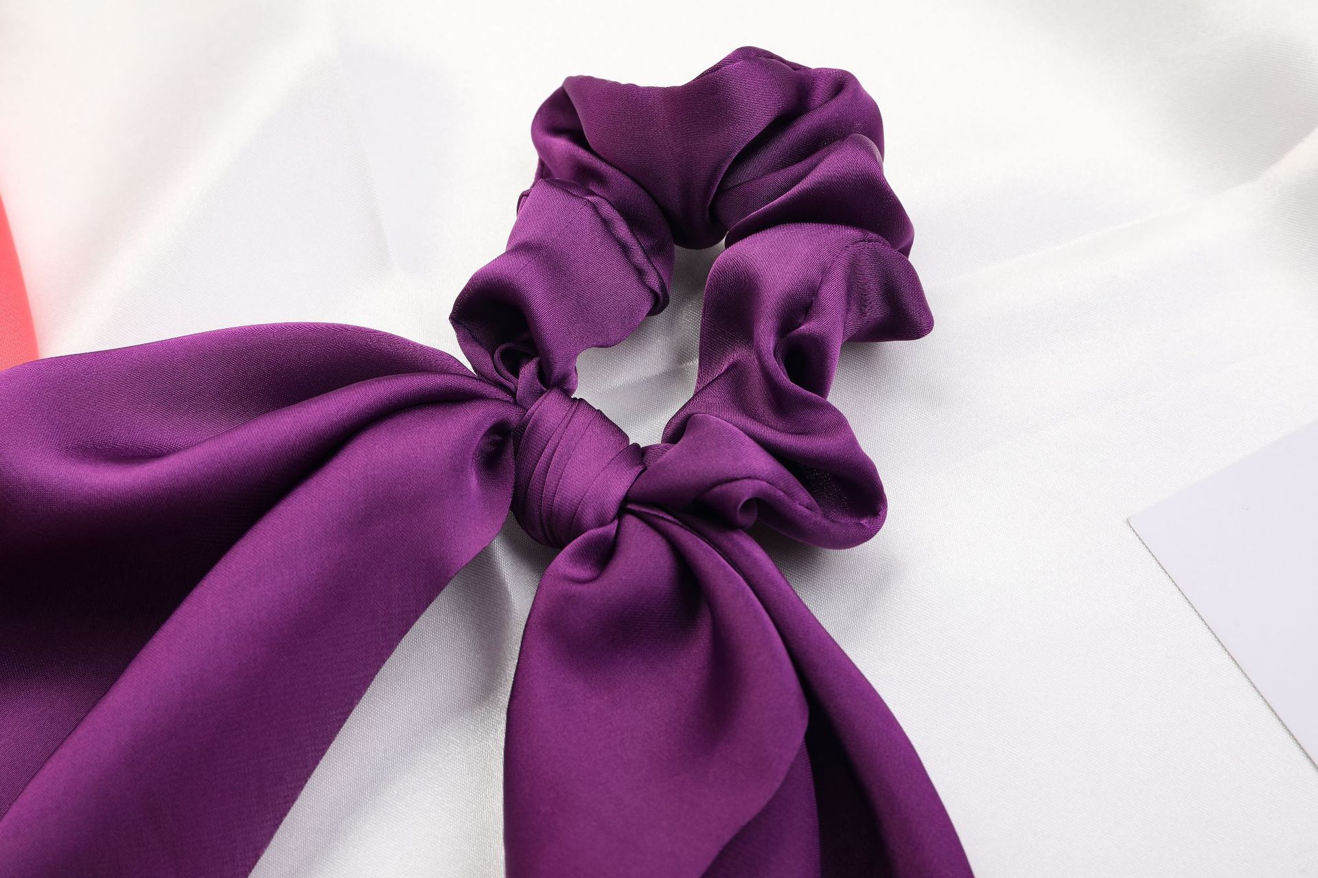 Qiyue European and American New Knot Ribbon Satin Large Intestine Ring Monochrome Silky Square Scarf Hair Ring Women's Ponytail Tie Hair Qiyue European and American New Knot Ribbon Satin Large Intestine Ring Monochrome Silky Square Scarf Hair Ring Women's Ponytail Tie Hair