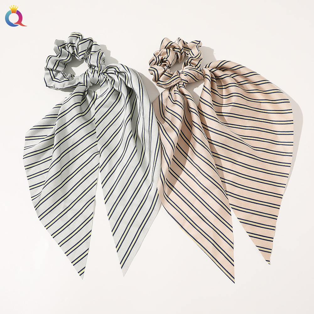 Qiyue European and American New Knot Ribbon Satin Large Intestine Ring Monochrome Silky Square Scarf Hair Ring Women's Ponytail Tie Hair Qiyue European and American New Knot Ribbon Satin Large Intestine Ring Monochrome Silky Square Scarf Hair Ring Women's Ponytail Tie Hair