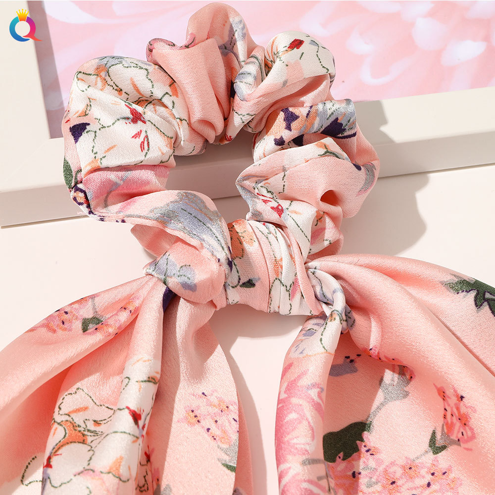 Qiyue European and American New Knot Ribbon Satin Large Intestine Ring Monochrome Silky Square Scarf Hair Ring Women's Ponytail Tie Hair Qiyue European and American New Knot Ribbon Satin Large Intestine Ring Monochrome Silky Square Scarf Hair Ring Women's Ponytail Tie Hair