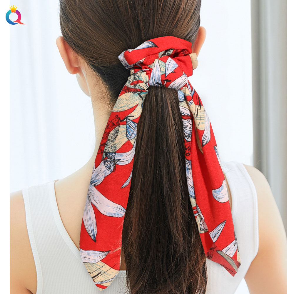 Qiyue European and American New Knot Ribbon Satin Large Intestine Ring Monochrome Silky Square Scarf Hair Ring Women's Ponytail Tie Hair Qiyue European and American New Knot Ribbon Satin Large Intestine Ring Monochrome Silky Square Scarf Hair Ring Women's Ponytail Tie Hair