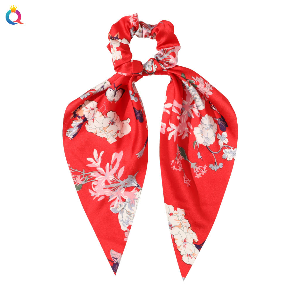 Qiyue European and American New Knot Ribbon Satin Large Intestine Ring Monochrome Silky Square Scarf Hair Ring Women's Ponytail Tie Hair Qiyue European and American New Knot Ribbon Satin Large Intestine Ring Monochrome Silky Square Scarf Hair Ring Women's Ponytail Tie Hair