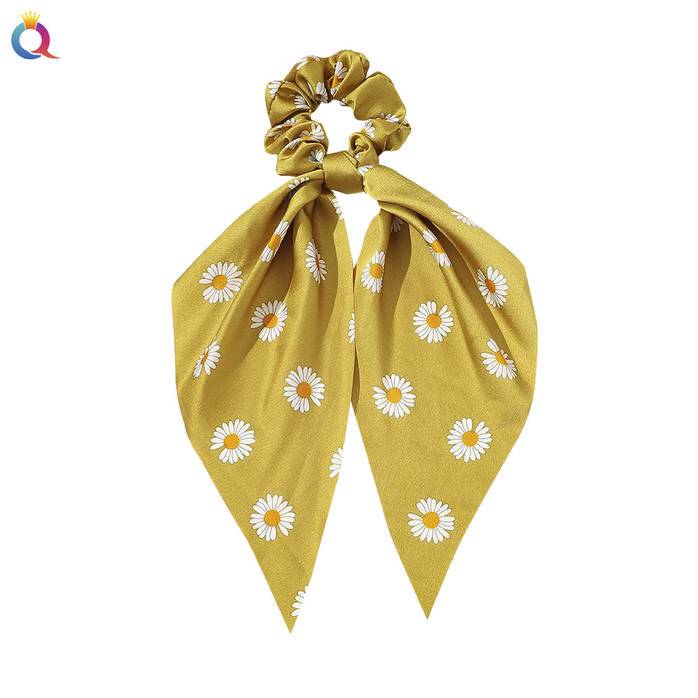 Qiyue European and American New Knot Ribbon Satin Large Intestine Ring Monochrome Silky Square Scarf Hair Ring Women's Ponytail Tie Hair Qiyue European and American New Knot Ribbon Satin Large Intestine Ring Monochrome Silky Square Scarf Hair Ring Women's Ponytail Tie Hair