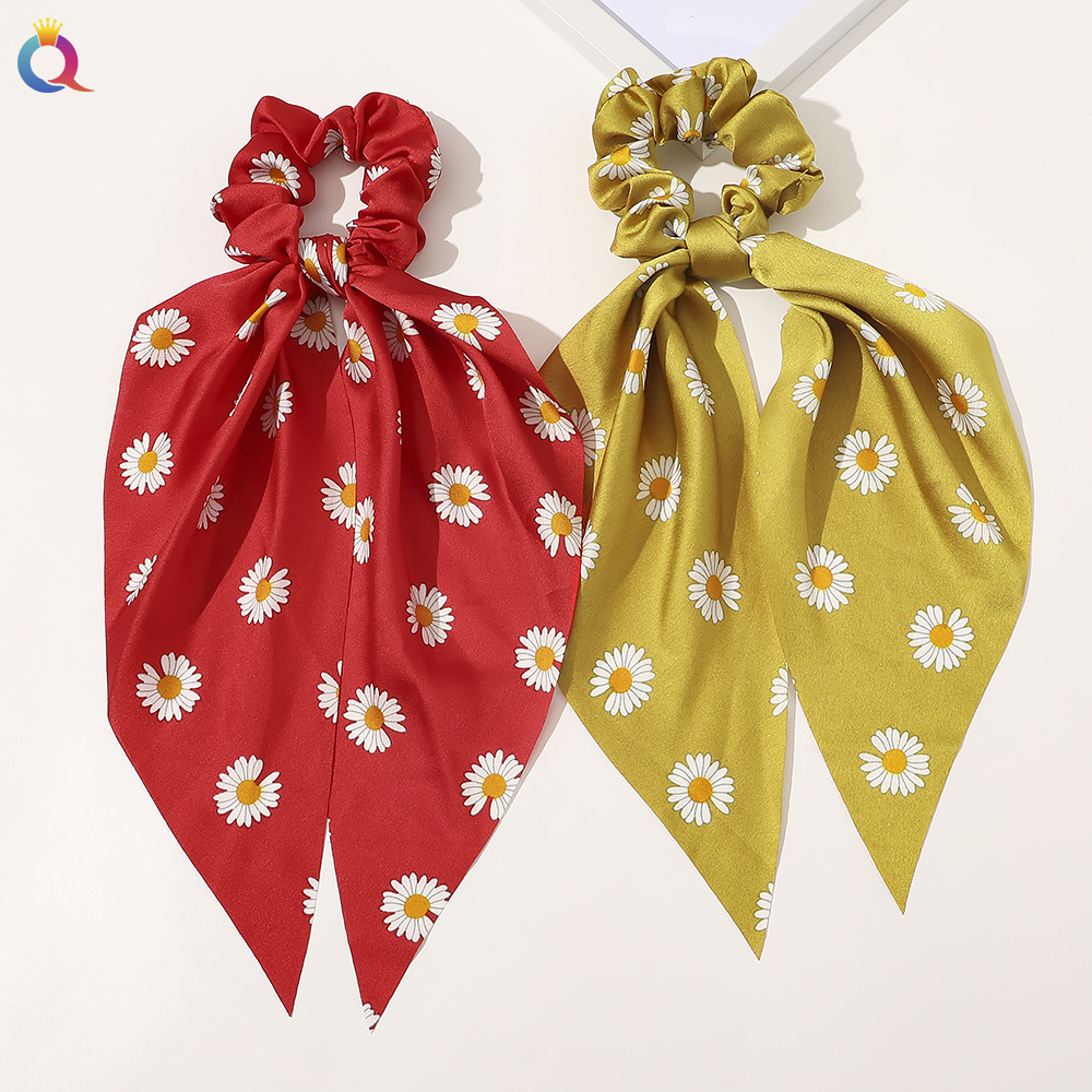 Qiyue European and American New Knot Ribbon Satin Large Intestine Ring Monochrome Silky Square Scarf Hair Ring Women's Ponytail Tie Hair Qiyue European and American New Knot Ribbon Satin Large Intestine Ring Monochrome Silky Square Scarf Hair Ring Women's Ponytail Tie Hair