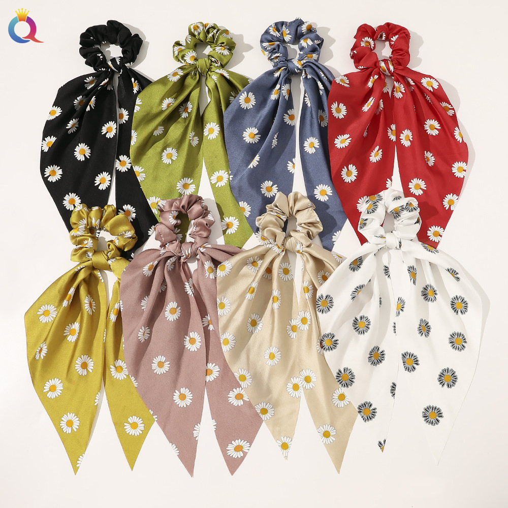 Qiyue European and American New Knot Ribbon Satin Large Intestine Ring Monochrome Silky Square Scarf Hair Ring Women's Ponytail Tie Hair Qiyue European and American New Knot Ribbon Satin Large Intestine Ring Monochrome Silky Square Scarf Hair Ring Women's Ponytail Tie Hair