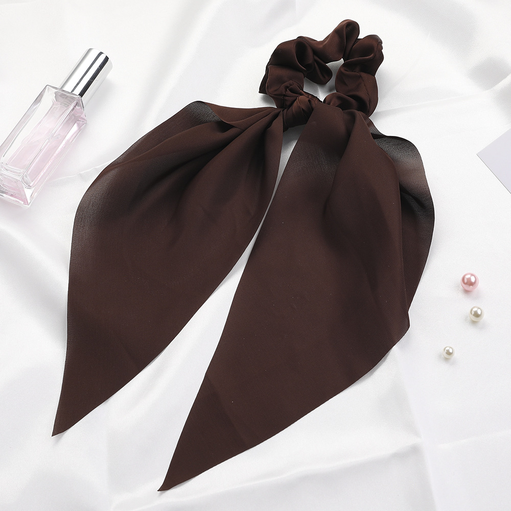 Qiyue European and American New Knot Ribbon Satin Large Intestine Ring Monochrome Silky Square Scarf Hair Ring Women's Ponytail Tie Hair Qiyue European and American New Knot Ribbon Satin Large Intestine Ring Monochrome Silky Square Scarf Hair Ring Women's Ponytail Tie Hair