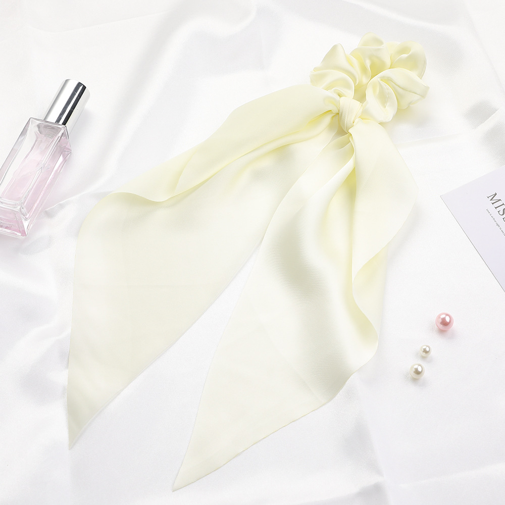 Qiyue European and American New Knot Ribbon Satin Large Intestine Ring Monochrome Silky Square Scarf Hair Ring Women's Ponytail Tie Hair Qiyue European and American New Knot Ribbon Satin Large Intestine Ring Monochrome Silky Square Scarf Hair Ring Women's Ponytail Tie Hair
