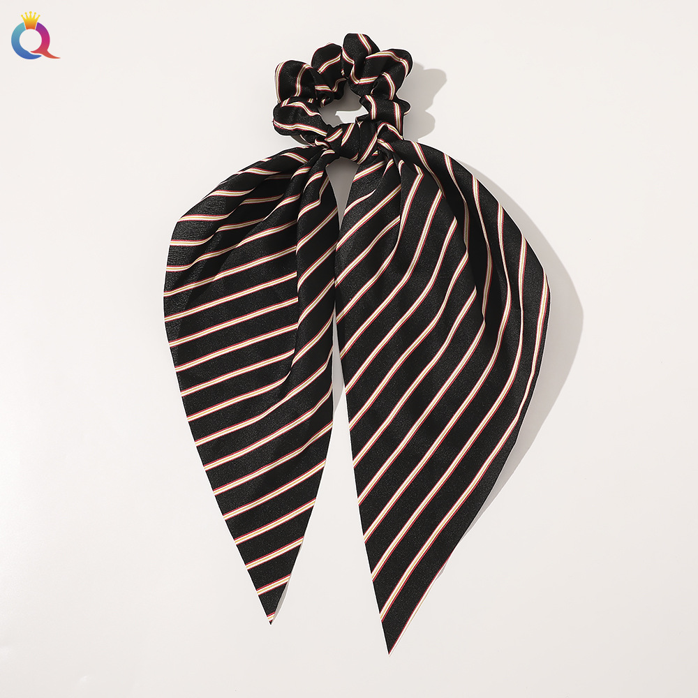 Qiyue European and American New Knot Ribbon Satin Large Intestine Ring Monochrome Silky Square Scarf Hair Ring Women's Ponytail Tie Hair Qiyue European and American New Knot Ribbon Satin Large Intestine Ring Monochrome Silky Square Scarf Hair Ring Women's Ponytail Tie Hair