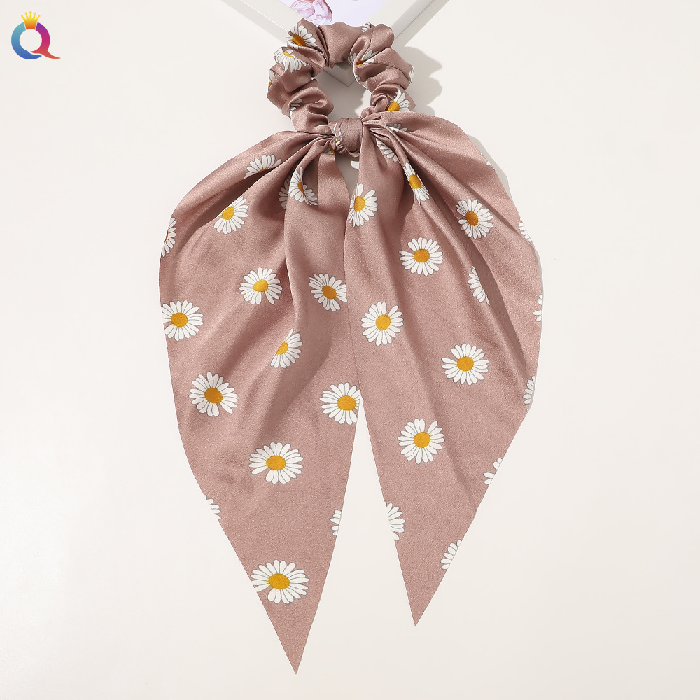 Qiyue European and American New Knot Ribbon Satin Large Intestine Ring Monochrome Silky Square Scarf Hair Ring Women's Ponytail Tie Hair Qiyue European and American New Knot Ribbon Satin Large Intestine Ring Monochrome Silky Square Scarf Hair Ring Women's Ponytail Tie Hair