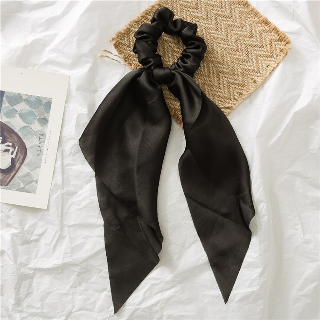 European and American New Knot Ribbon Satin Ornament Monochrome Silky Square Scarf Hair Ring Women's Ponytail Tie Hair European and American New Knot Ribbon Satin Ornament Monochrome Silky Square Scarf Hair Ring Women's Ponytail Tie Hair