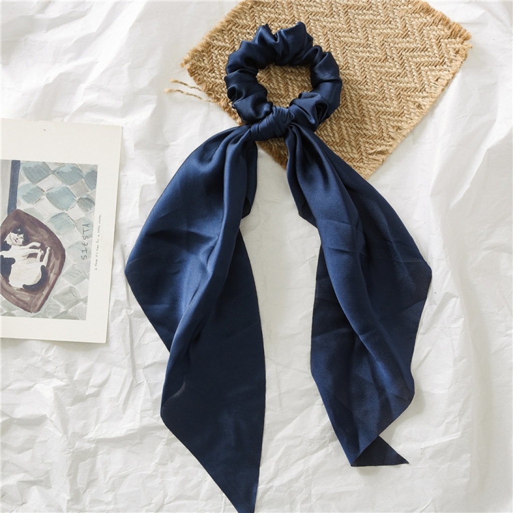 European and American New Knot Ribbon Satin Ornament Monochrome Silky Square Scarf Hair Ring Women's Ponytail Tie Hair European and American New Knot Ribbon Satin Ornament Monochrome Silky Square Scarf Hair Ring Women's Ponytail Tie Hair