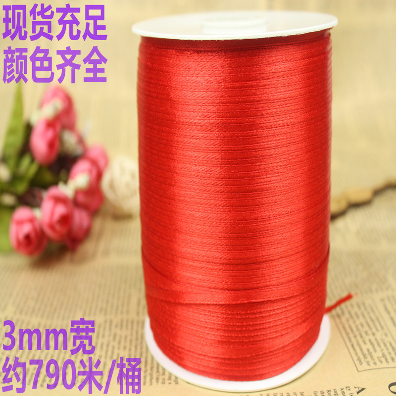 Factory Supply 3mm Double Sided Satin Ribbon Tag Rope Wedding Gift Box Fresh Red Ribbon Bookmark Ribbons