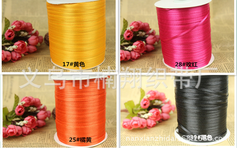 Factory Supply 3mm Double Sided Satin Ribbon Tag Rope Wedding Gift Box Fresh Red Ribbon Bookmark Ribbons Factory Supply 3mm Double Sided Satin Ribbon Tag Rope Wedding Gift Box Fresh Red Ribbon Bookmark Ribbons