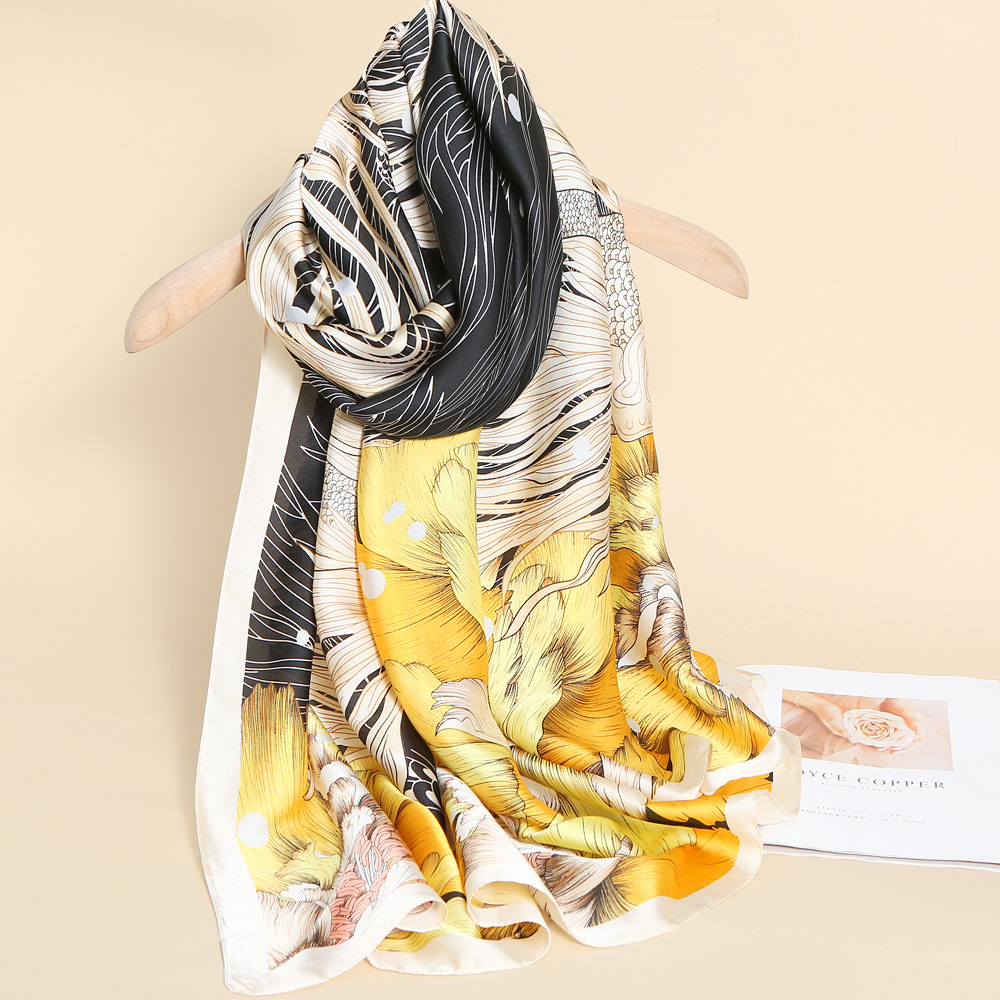 Spring and Summer New Satin Big Fish Begonia Silk Scarf Small Long Thin Narrow Hair Band Female All-Match Scarf Ribbon Belt Skirt Spring and Summer New Satin Big Fish Begonia Silk Scarf Small Long Thin Narrow Hair Band Female All-Match Scarf Ribbon Belt Skirt