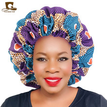New African Print Satin Ribbon round Cap Tam-O'-Shanter Wrap Scarf Scarf Hat TJM-434B