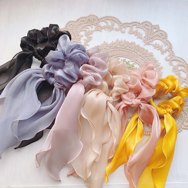 Autumn and Winter New Ribbon Brushed Satin Hair Ring Korean Style Adults&#039; Hair Rope Mori Girl Boutique Silk Large Intestine Ring Hair Accessories