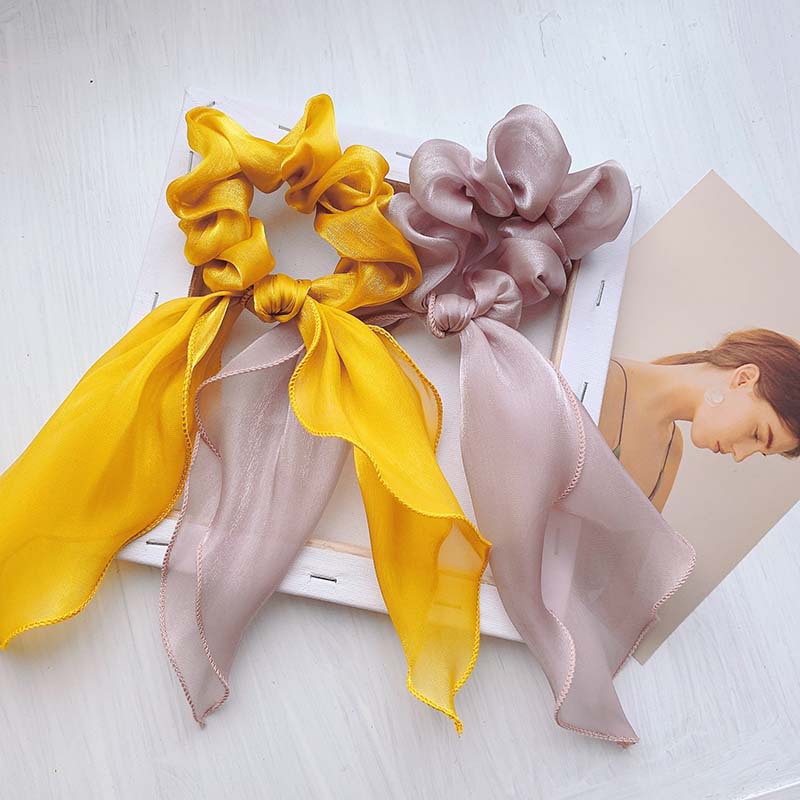 Autumn and Winter New Ribbon Brushed Satin Hair Ring Korean Style Adults' Hair Rope Mori Girl Boutique Silk Large Intestine Ring Hair Accessories