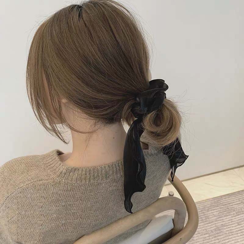 Autumn and Winter New Ribbon Brushed Satin Hair Ring Korean Style Adults' Hair Rope Mori Girl Boutique Silk Large Intestine Ring Hair Accessories