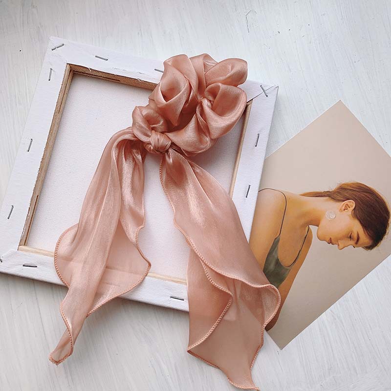 Autumn and Winter New Ribbon Brushed Satin Hair Ring Korean Style Adults' Hair Rope Mori Girl Boutique Silk Large Intestine Ring Hair Accessories