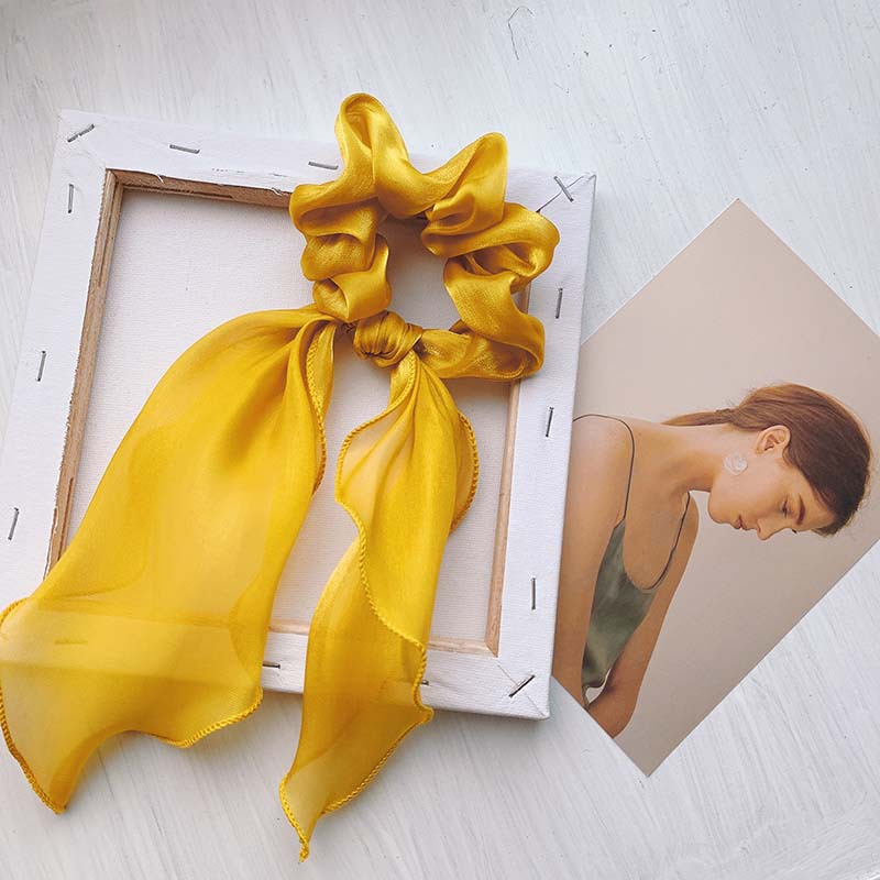 Autumn and Winter New Ribbon Brushed Satin Hair Ring Korean Style Adults' Hair Rope Mori Girl Boutique Silk Large Intestine Ring Hair Accessories