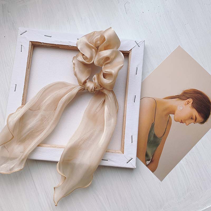Autumn and Winter New Ribbon Brushed Satin Hair Ring Korean Style Adults' Hair Rope Mori Girl Boutique Silk Large Intestine Ring Hair Accessories