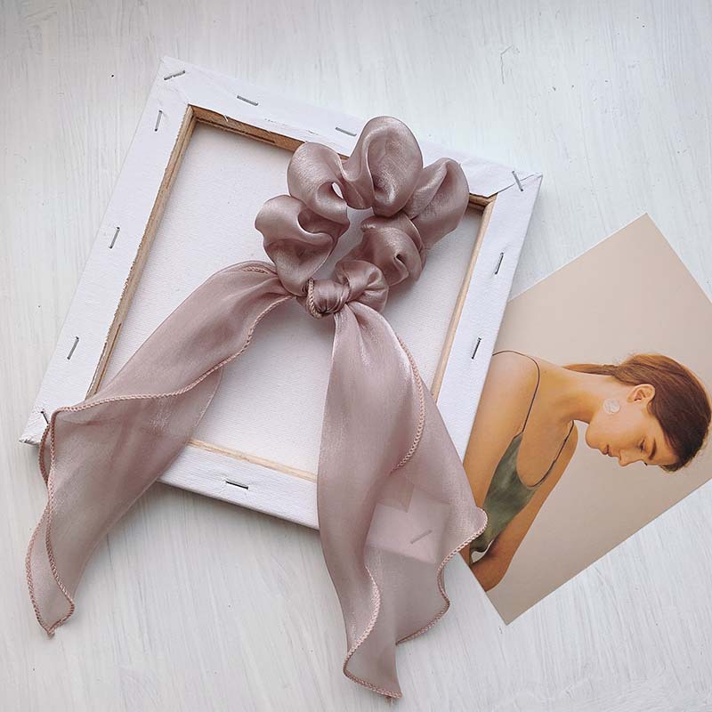 Autumn and Winter New Ribbon Brushed Satin Hair Ring Korean Style Adults' Hair Rope Mori Girl Boutique Silk Large Intestine Ring Hair Accessories